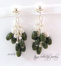 Russian Jade Cluster Sterling Silver Earrings