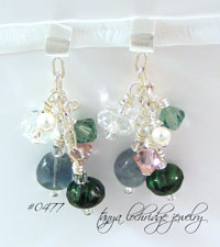 Flourite and Swarovski Crystal Sterling Silver Cube Earrings