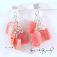 Rhodocrosite Dancing Sterling Silver Cube Earrings