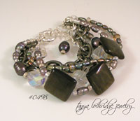 Rainbow Obsidian, Freshwater Pearl & Czech Glass 5-Strand Bracelet