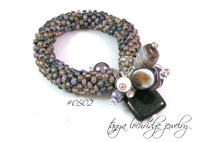 Rainbow Obsidian, Sardonyx & Snow Quartz Soft Bangle