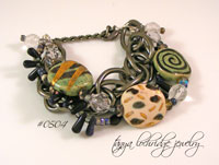 Kazuri Green, Gold & Gunmetal Bold Bracelet