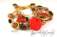 Kazuri Red "Three's the Charm" Bead Bracelet