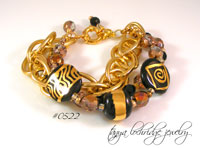 Kazuri �Threes the Charm� 2 Black & Gold Bracelet