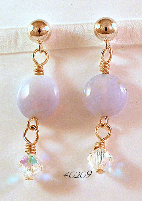 Blue Chalcedony Ball Post Earrings