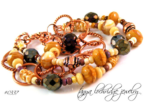 Mocha Latte & Copper Link Bracelet #0337