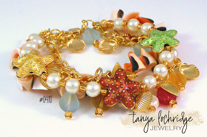 Starfish & Natural Shell Charm Bracelet #0409