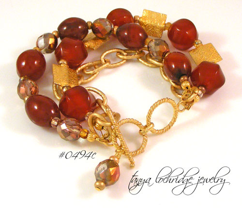 Carnelian Gemstone & Gold Vermeil Bracelet #0494