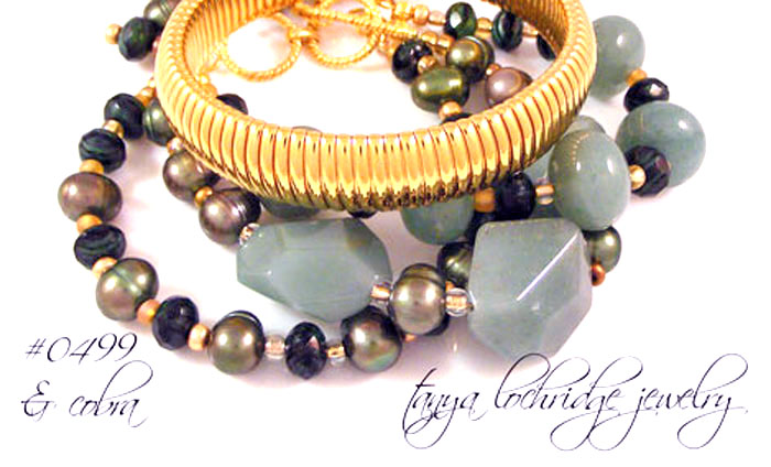 Green Aventurine & Freshwater Pearl Gold Vermeil Bracelet #0499