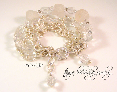 Crystal Quartz Gemstone & Florentine Finish Bracelet #0508