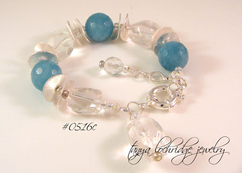 Angelite & Crystal Quartz Gemstone Bracelet