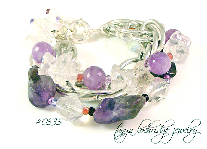 Amethyst & Crystal Quartz Bracelet #0535