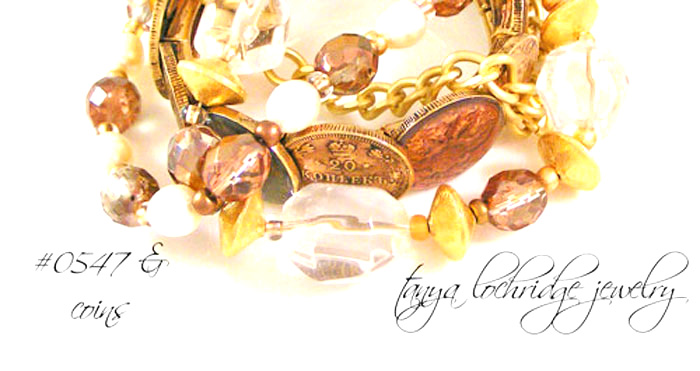 Crystal Quartz, Pearl & Gold Vermeil Gemstone 3-Strand Bracelet #0547