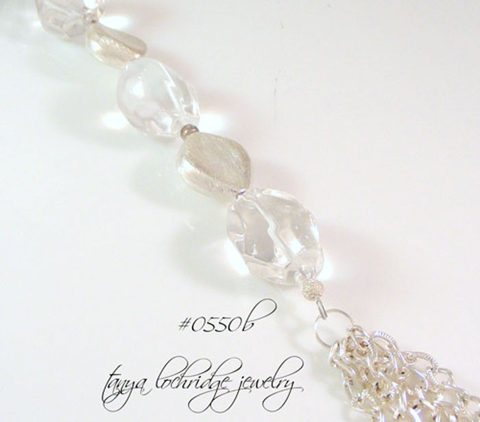 Crystal Quartz Gemstone & Silver Tassel Gemstone Necklace