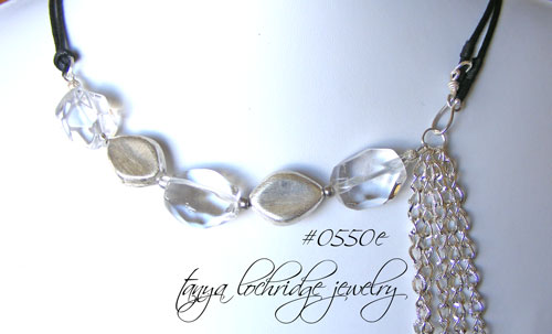Crystal Quartz Gemstone & Silver Tassel Gemstone Necklace