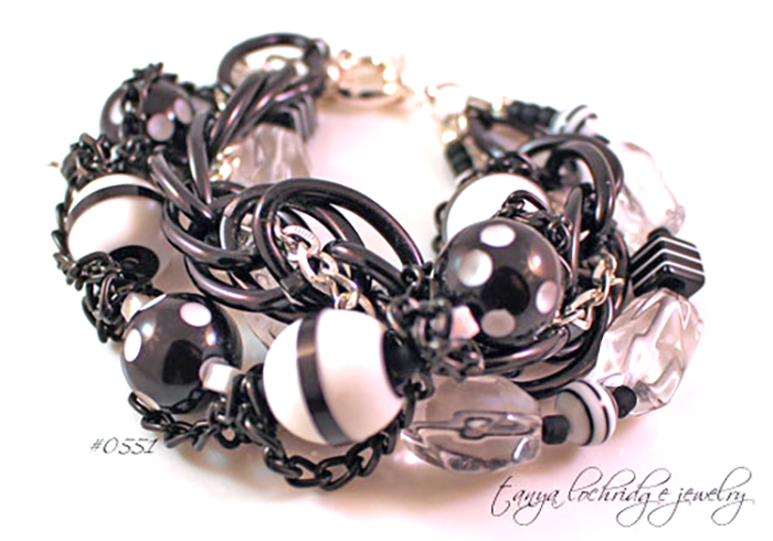 Black & White Resin Bead & Crystal Quartz Gemstone Bracelet