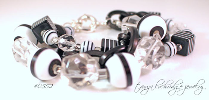Black & White Resin Bead & Crystal Quartz Bracelet
