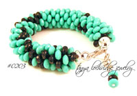 Turquoise & Jet 50s Inspired Bead Rope Bangle Bracelet #0203