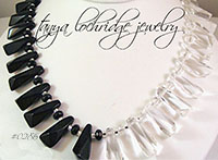 Crystal Quartz Black and Clear Gemstone Necklace #0286