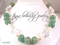 Green Aventurine, Crystal Quartz, Pearl Gemstone Necklace