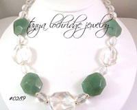 Green Aventurine & Crystal Quartz Gemstone Necklace #0289 #0296