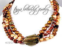 Smoky Quartz, Imperial Jasper, Pearl Gemstone Necklace