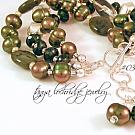 Green Jade, Crystal Quartz Gemstone, Pearl Sterling Silver Bracelet #0393