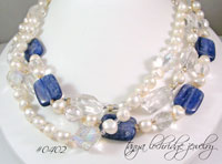 Kyanite, Crystal Quartz, Pearl Gemstone Necklace