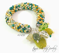 Colors of Jade & Prehnite Gemstone Bangle Bracelet #0435