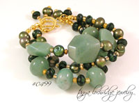 Green Aventurine & Freshwater Pearl Gold Vermeil Bracelet