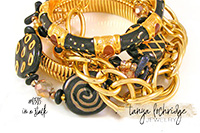 Kazuri Bead Three's the Charm Black & Gold Bracelet