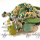 Green Aventurine, Prehnite Gemstone & Freshwater Pearl Bracelet #0513