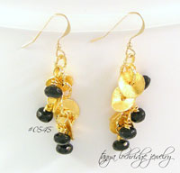 Florentine Gold & Czech Glass Jet Drop Earrings