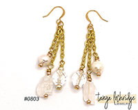 Raw Crystal Quartz, Freshwater Pearl & Vintage Czech Glass Beads Earrings #0803