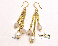 Rose Quartz & Freshwater Pearl Earrings #0807